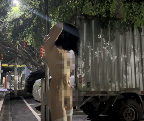 人气露出女神，【cikaimoon】，深夜带着狗狗出门，大街上脱光光，搭讪闲聊路人，屌炸了真胆大