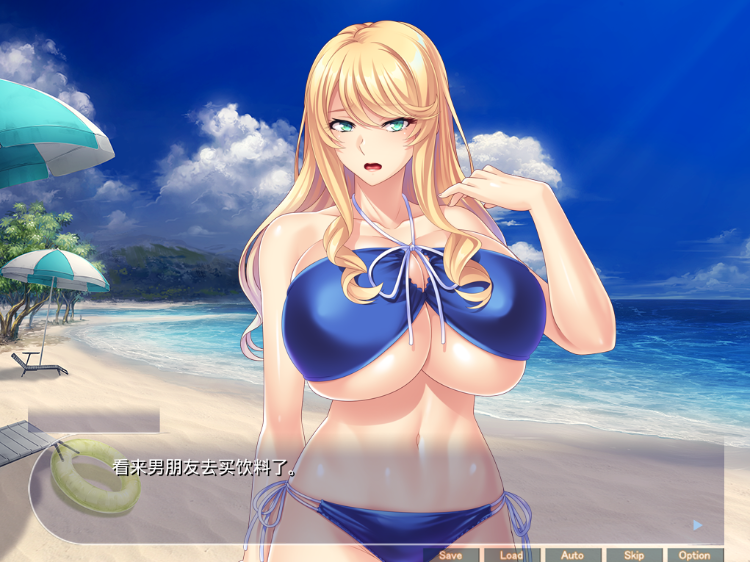 【拔作ADV】水着の金髪爆乳JDをビーチでデカチンナンパ~AI汉化版